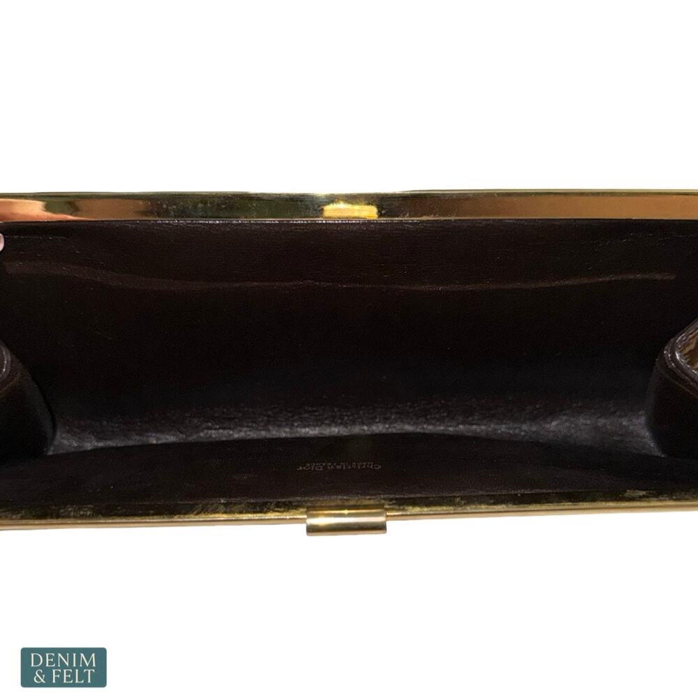 Christian Dior Trotter Jacquard Vintage Clutch Brown Monogram Frame Bag Rare - Picture 11 of 13